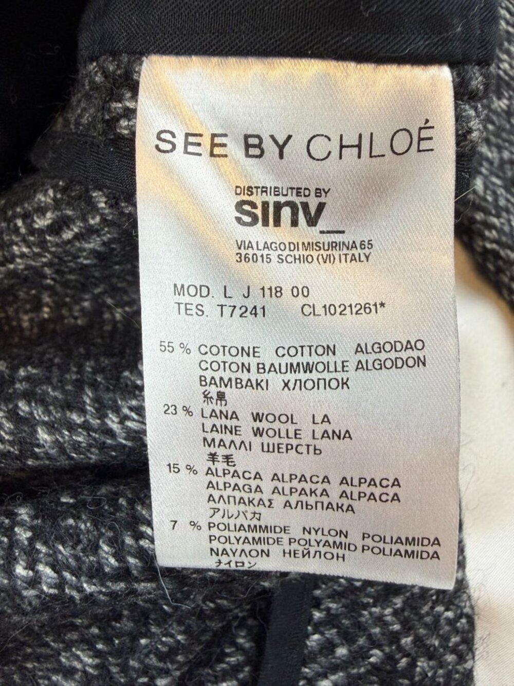 NWT See by Chloé Women’s Grey Cotton/Wool/Alpaca Unlined Coat Size 6US / 42IT - Picture 7 of 11